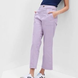 Gap Lilac Lavender Purple Pink High Rise Straight Leg Utility Khaki Pants